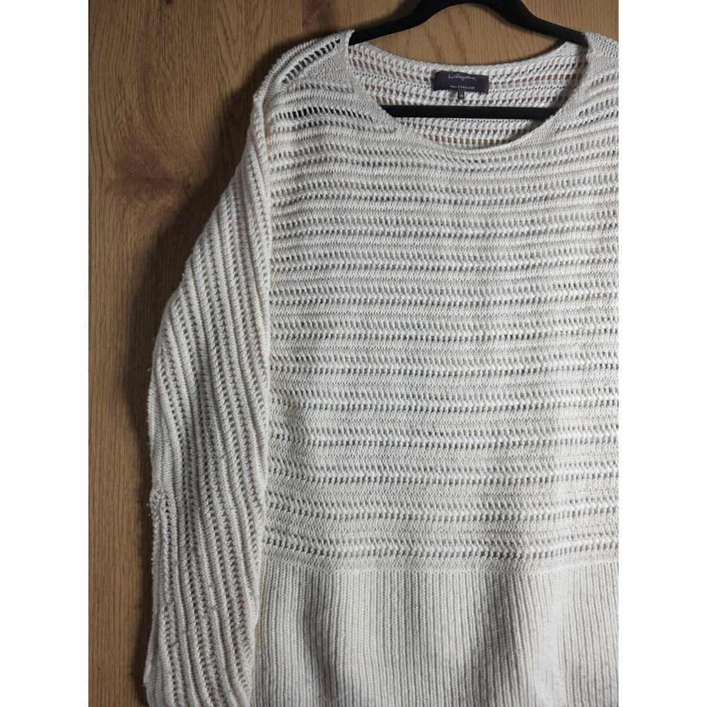 Lieblingsstuck Rene Lezard Womens Sweater 36 Cream Open Knit Crochet Crew Neck